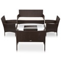 6-tlg. Garten-Lounge-Set mit Auflagen Poly Rattan Braun