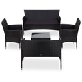 6-tlg. Garten-Lounge-Set mit Auflagen Poly Rattan Schwarz