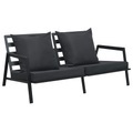 Diverse Hardware, 2-Sitzer-Gartensofa mit Auflagen Dunkelgrau Aluminium