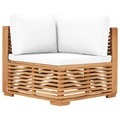 vidaXL Garten-Ecksofa mit Cremeweißer Auflage Massivholz Teak