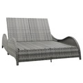 Doppel-Sonnenliege mit Auflage Poly Rattan Anthrazit