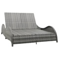 Doppel-Sonnenliege mit Auflage Poly Rattan Anthrazit