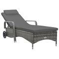 vidaXL Sonnenliege mit Rädern Poly Rattan Anthrazit