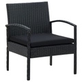 vidaXL Gartenstuhl mit Kissen Poly Rattan Schwarz