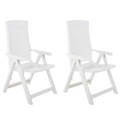 vidaXL Verstellbare Gartenstühle 2 Stk. Kunststoff Weiß