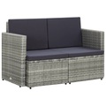 Diverse Hardware, 2-Sitzer-Gartensofa mit Auflagen Grau Poly Rattan