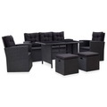 Diverse Hardware, 6-tlg. Garten-Lounge-Set mit Kissen Poly Rattan Schwarz
