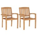vidaXL Garten-Essstühle 2 Stk. Stapelbar Teak Massivholz