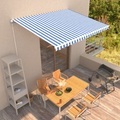 vidaXL Einziehbare Markise Handbetrieben 400 x 300 cm Blau und Weiß
