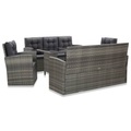 Diverse Hardware, 5-tlg. Garten-Essgruppe mit Auflagen Poly Rattan Grau