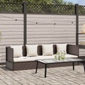 vidaXL Outdoor-Lounge-Bett mit Polster & Kissen Poly Rattan Braun
