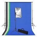 Fotostudio-Set mit Hintergrund und Softbox-Leuchte