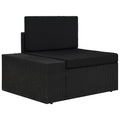 Ecksofa Modular mit rechtsseitiger Armlehne Poly Rattan Schwarz