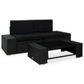 Diverse Hardware, 3-tlg. Garten-Lounge-Set Poly Rattan Schwarz