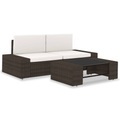 Diverse Hardware, 3-tlg. Garten-Lounge-Set Poly Rattan Braun