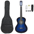 vidaXL 8-tlg. Klassikgitarren-Set für Anfänger Blau 1/2 34