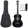 vidaXL 8-tlg. Klassikgitarren-Set für Anfänger Schwarz 3/4 36