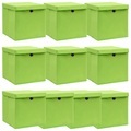 vidaXL Aufbewahrungsboxen mit Deckel 10 Stk. Grün 32×32×32 cm Stoff