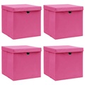 vidaXL Aufbewahrungsboxen mit Deckel 4 Stk. Rosa 32×32×32cm Stoff