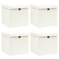 vidaXL Aufbewahrungsboxen mit Deckel 4 Stk. Weiß 32×32×32 cm Stoff