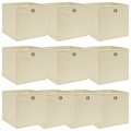 vidaXL Aufbewahrungsboxen 10 Stk. Creme 32x32x32 cm Stoff