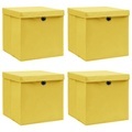 vidaXL Aufbewahrungsboxen mit Deckel 4 Stk. Gelb 32×32×32cm Stoff