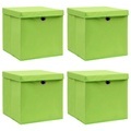 vidaXL Aufbewahrungsboxen mit Deckel 4 Stk. Grün 32×32×32 cm Stoff