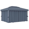 Pavillon mit Vorhang 4 x 3 m Anthrazit