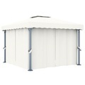 vidaXL Pavillon mit Vorhang 3x3 m Cremeweiß Aluminium