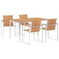 5-tlg. Garten-Essgruppe Teak Massivholz und Edelstahl