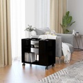 Diverse Hardware, Beistelltisch Hochglanz-Schwarz 70 x 35 x 55 cm Spanplatte