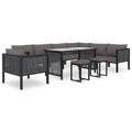 vidaXL 10-tlg. Garten-Lounge-Set mit Auflagen Poly Rattan Anthrazit
