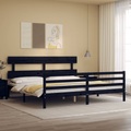 vidaXL Massivholzbett mit Kopfteil Schwarz 200x200 cm