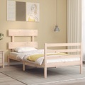 vidaXL Massivholzbett mit Kopfteil 3FT Single