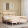 vidaXL Massivholzbett mit Kopfteil 4FT Small Double