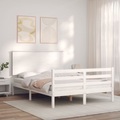 vidaXL Massivholzbett mit Kopfteil Weiß 140x190 cm