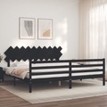 vidaXL Massivholzbett mit Kopfteil Schwarz 200x200 cm