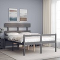 vidaXL Massivholzbett mit Kopfteil Grau 4FT6 Double