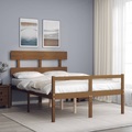 vidaXL Massivholzbett mit Kopfteil Honigbraun 4FT6 Double