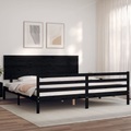vidaXL Massivholzbett mit Kopfteil Schwarz 200x200 cm