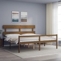 vidaXL Massivholzbett mit Kopfteil Honigbraun 200x200 cm