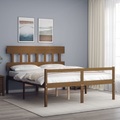 vidaXL Bettgestell mit Kopfteil Honigbraun 5FT King Massivholz
