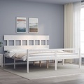 vidaXL Massivholzbett mit Kopfteil Weiß 200x200 cm