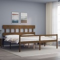 vidaXL Massivholzbett mit Kopfteil Honigbraun 200x200 cm