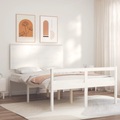 vidaXL Massivholzbett mit Kopfteil Weiß 140x190 cm