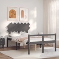 vidaXL Massivholzbett mit Kopfteil Grau 120x200 cm