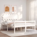 vidaXL Massivholzbett mit Kopfteil Weiß 140x200 cm