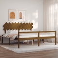 vidaXL Massivholzbett mit Kopfteil Honigbraun 200x200 cm