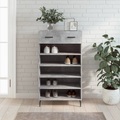 vidaXL Schuhschrank Betongrau 60x35x105 cm Holzwerkstoff