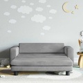 vidaXL, vidaXL Kindersofa mit Hocker Hellgrau 100x50x30 cm Samt